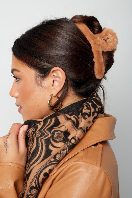 Haarclip bont beige