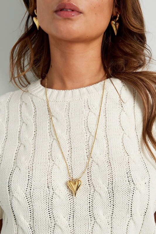 Ketting lang bolletjes met hart