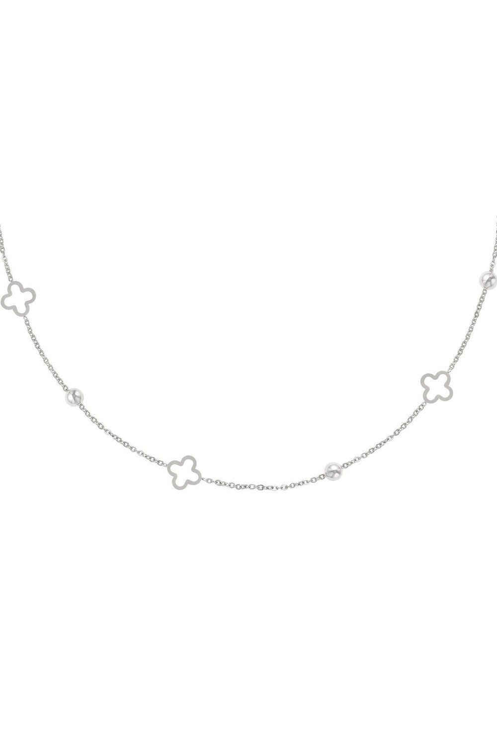 Ketting open klaver zilver