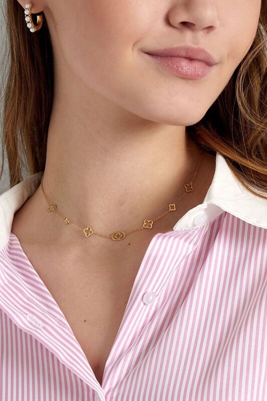 Ketting klaver bedels goud