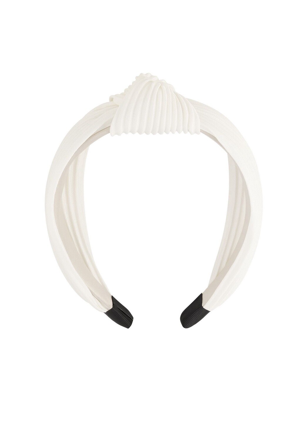 Haarband rib met knoop wit