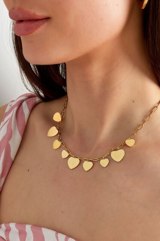 Ketting hartjes party goud