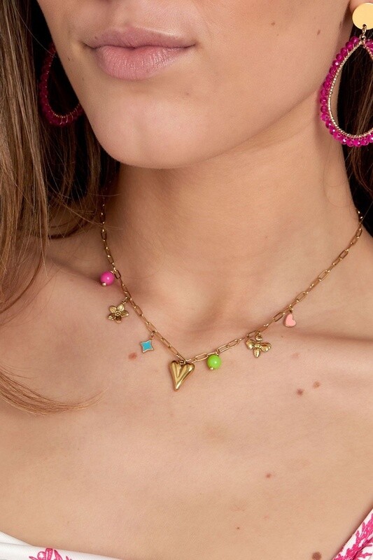 Ketting bedel kleurrijk goud