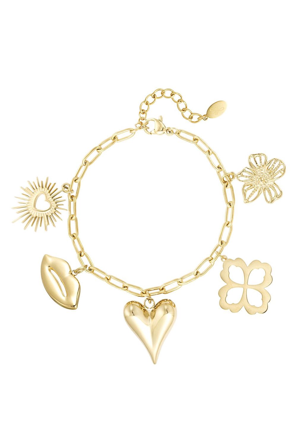 Armband bedel floral lovers goud