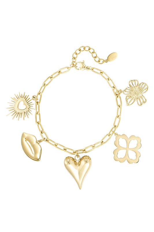 Armband bedel floral lovers goud