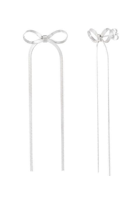 Oorbel met lange strik zilver
