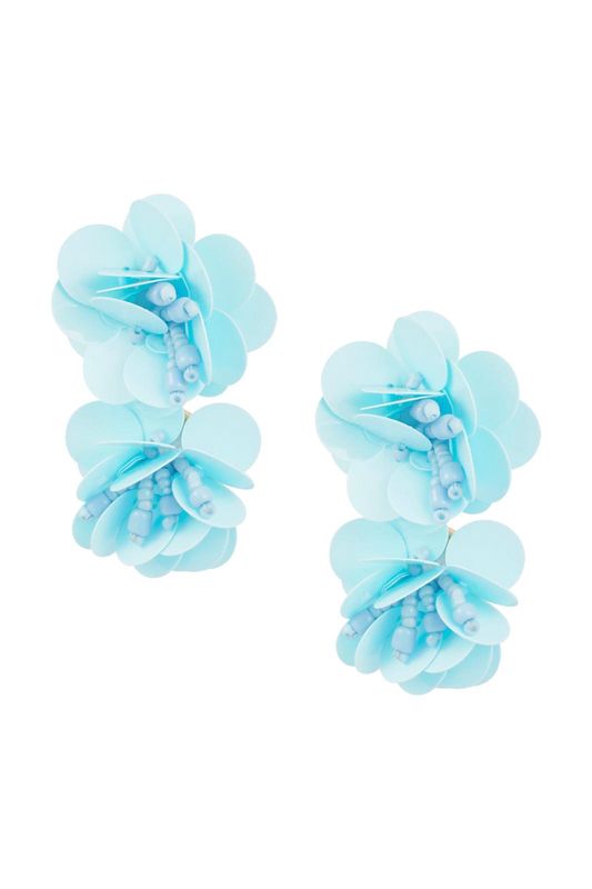 Oorbel bloemen licht blauw