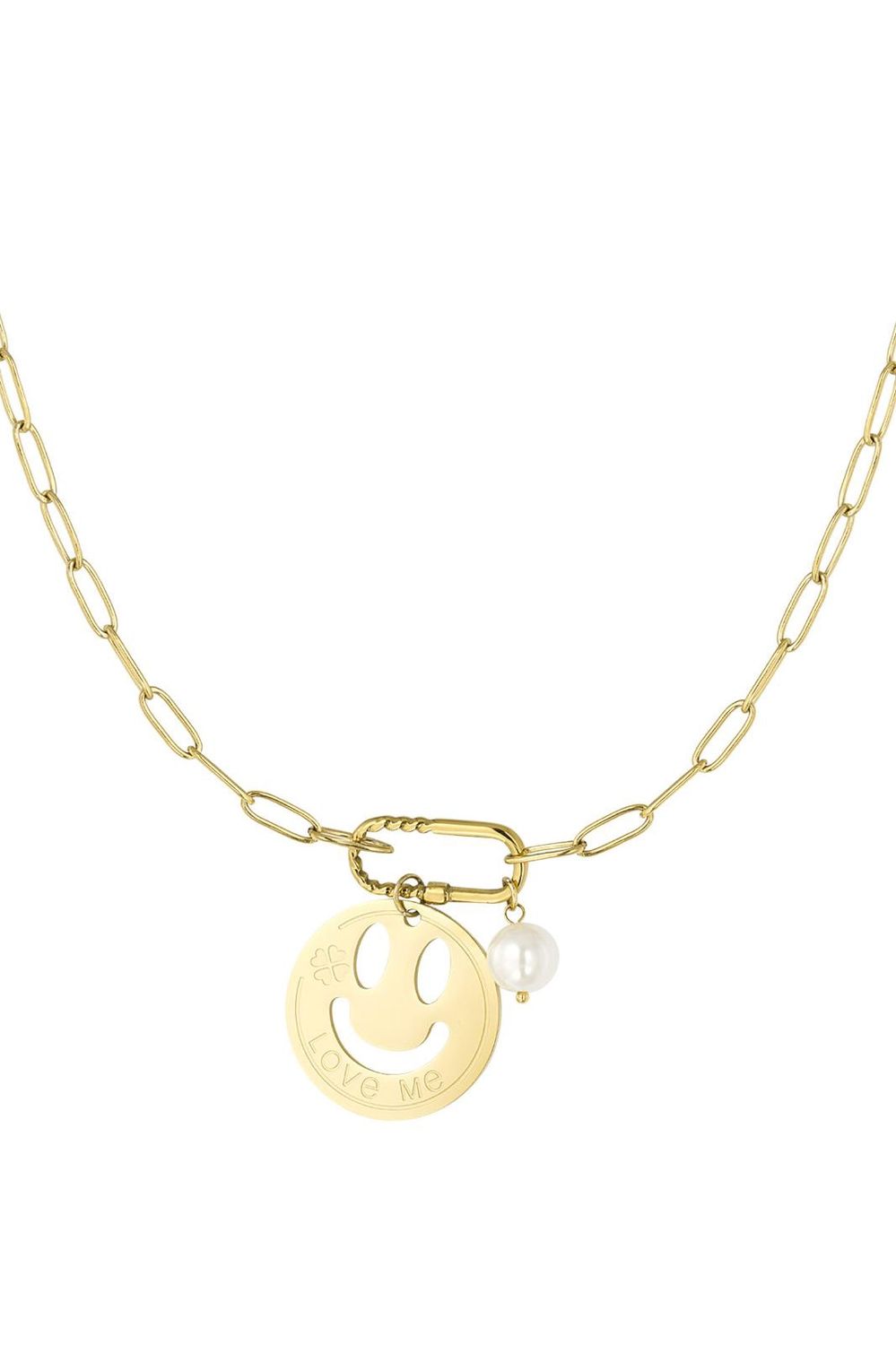 Ketting schakel Smiley goud