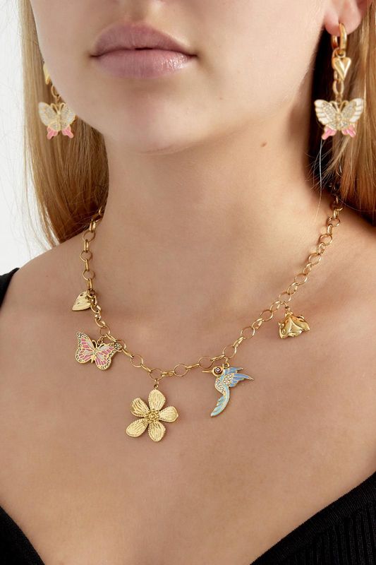 Ketting bedel wild floral goud