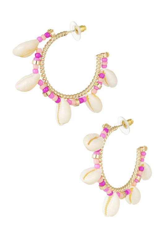 Oorbel shell fuchsia