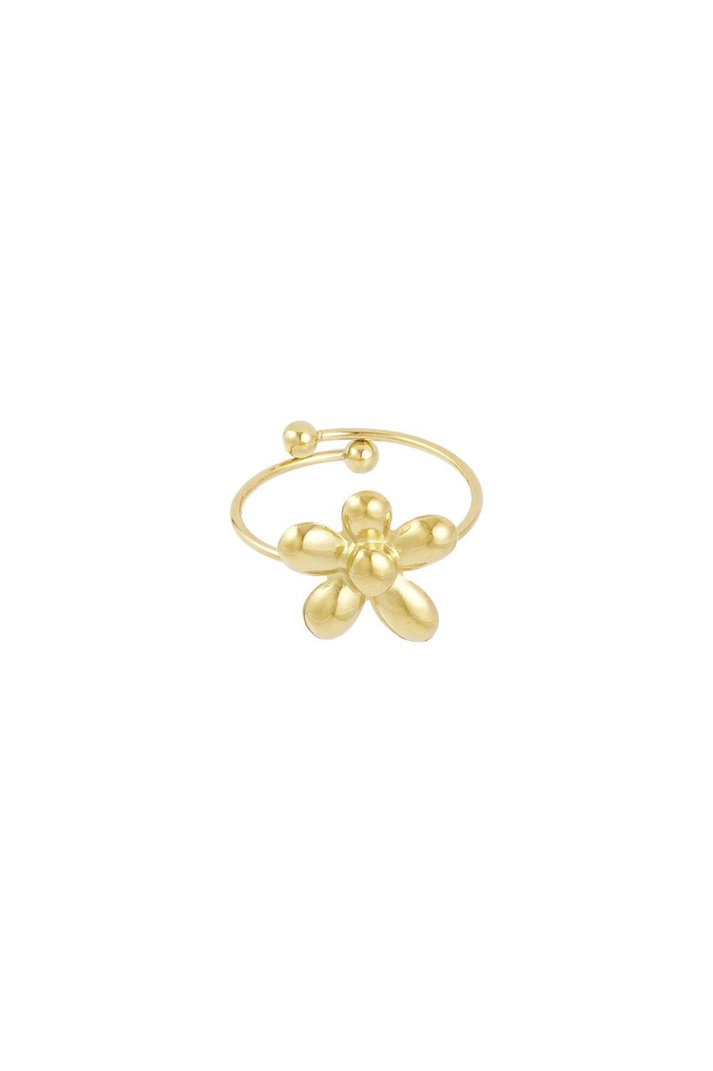 Ring puffy bloem goud
