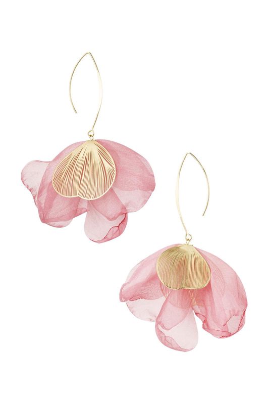 Oorbel flower charming roze