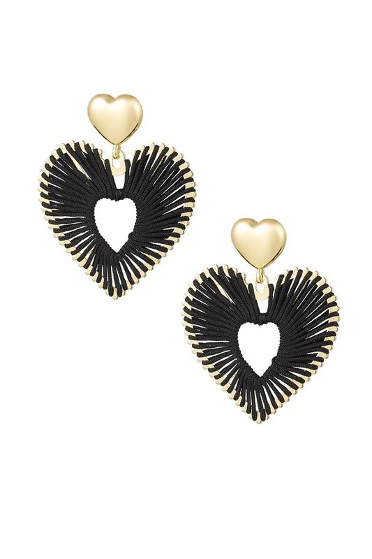 Oorbel touch of love zwart