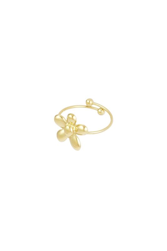 Ring puffy bloem goud
