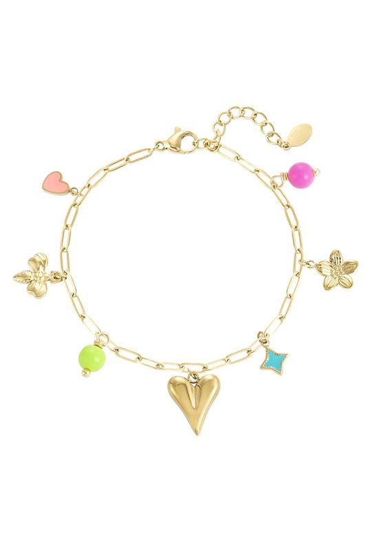 Armband bedel color splash goud