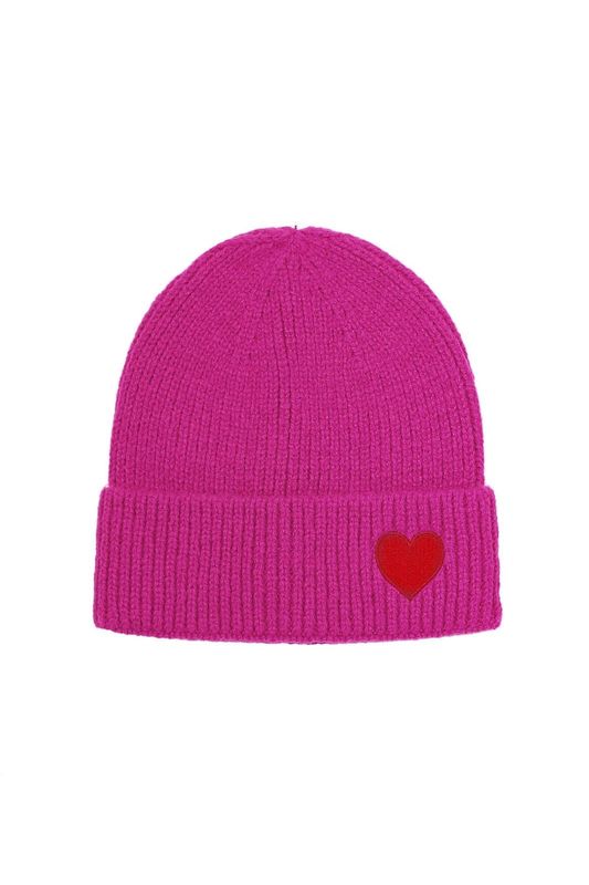 Muts met hart fuchsia