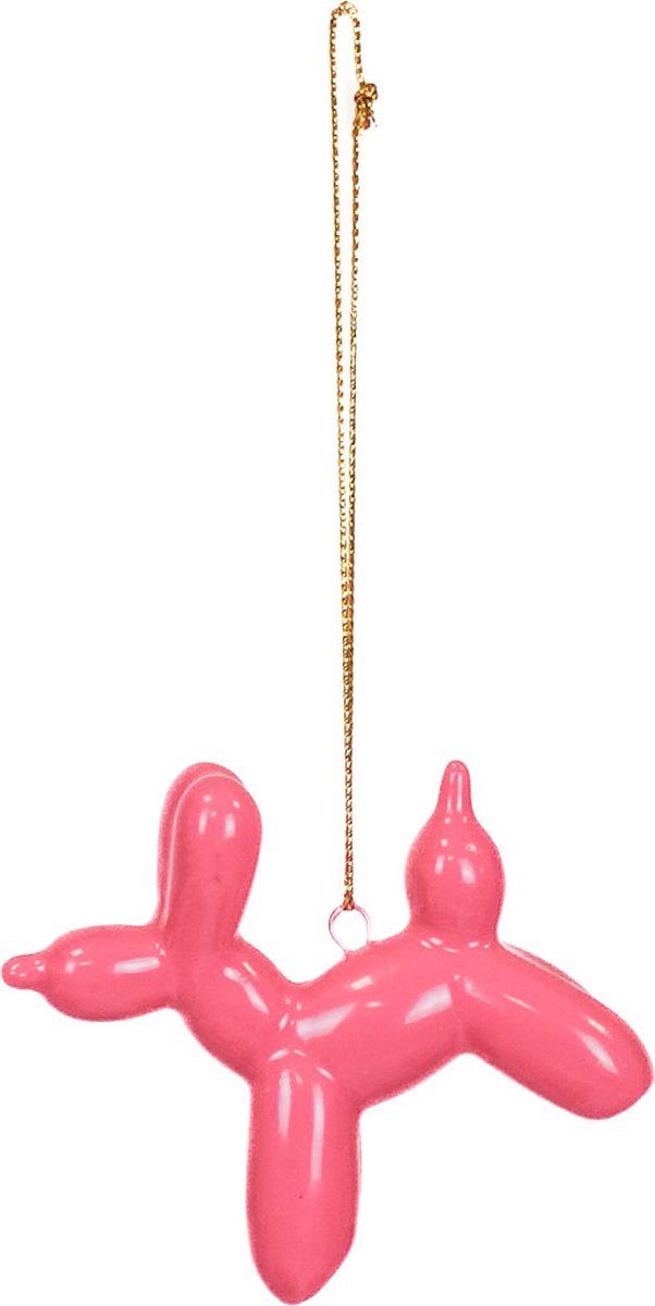 Hond hangend staand neon pink