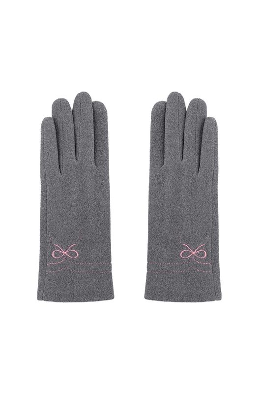 Handschoen kleine strik grijs