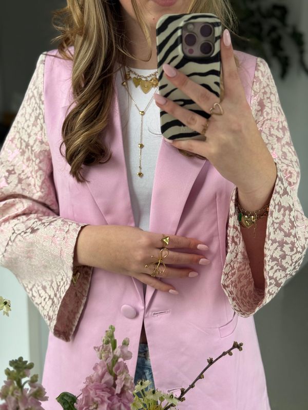 Blazer met panter mouwen roze