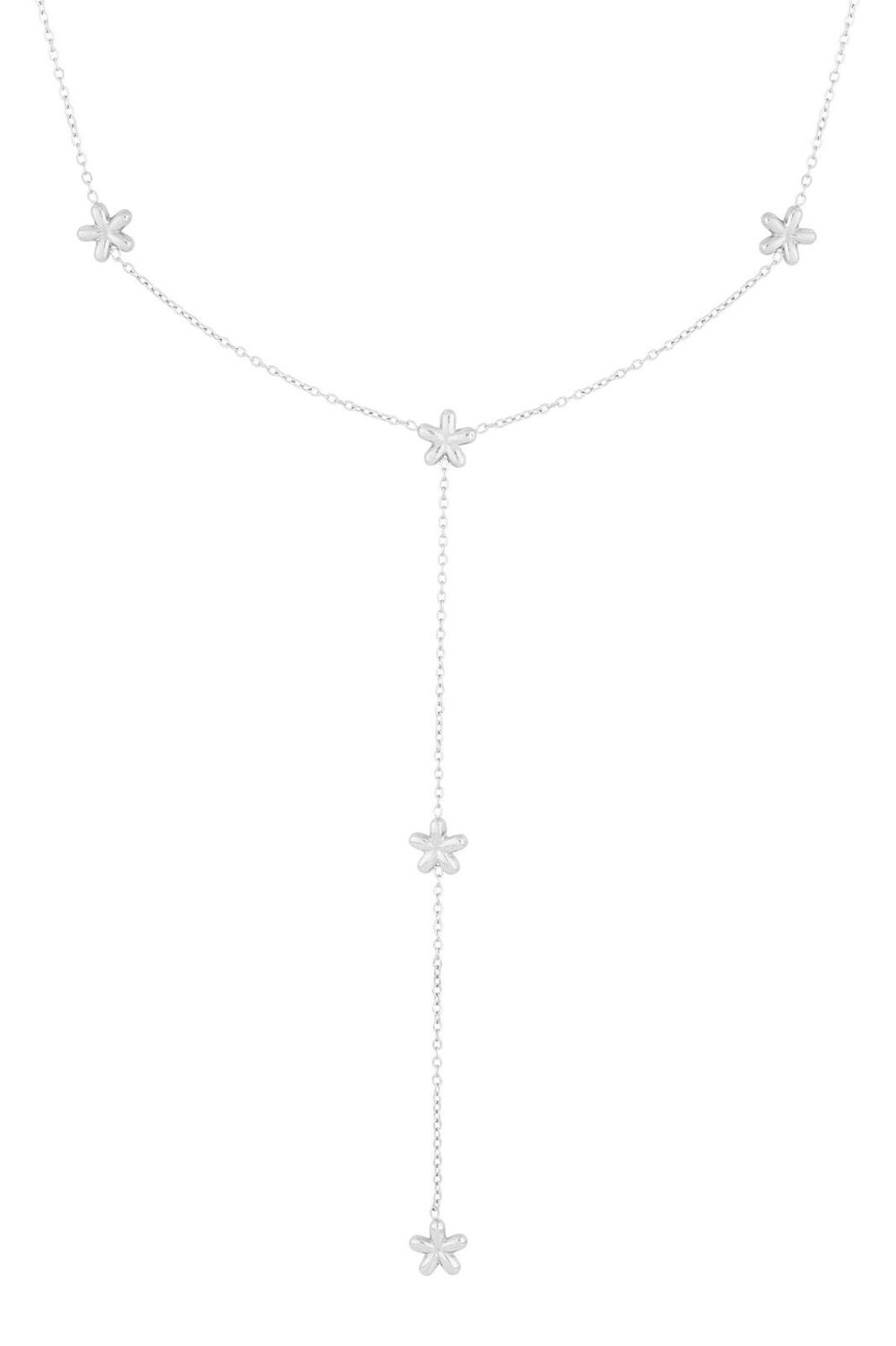 Ketting endless bloem zilver