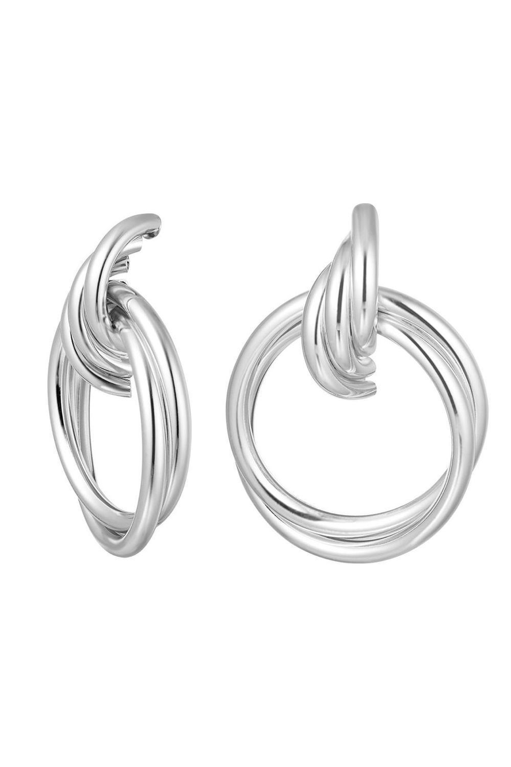 Oorbel dubbele hoops zilver