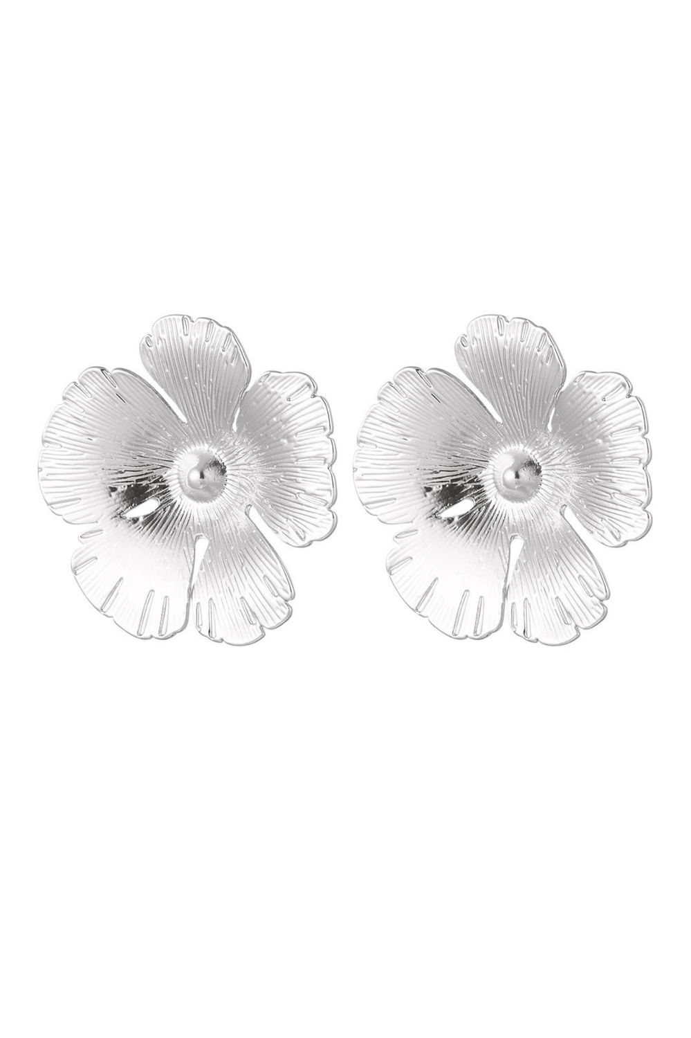 Oorbelknopje Bloem aluminium zilver