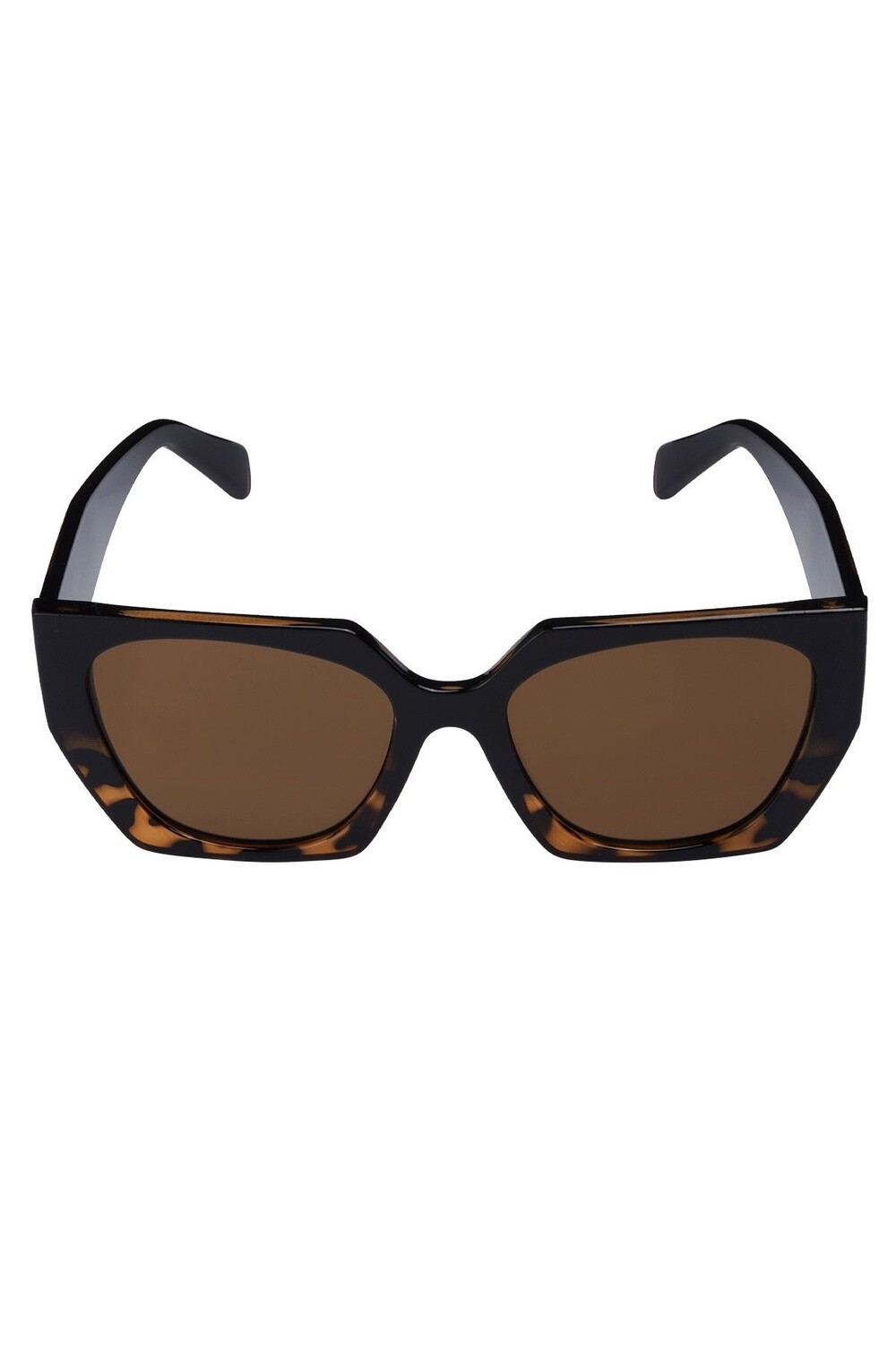 Zonnebril trendy hoekig bruin zwart
