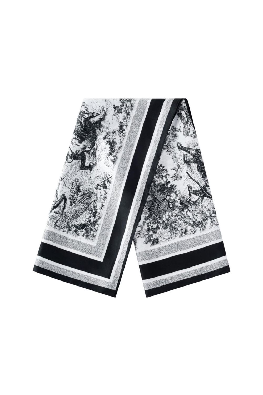 Sjaal bloemen zwart wit