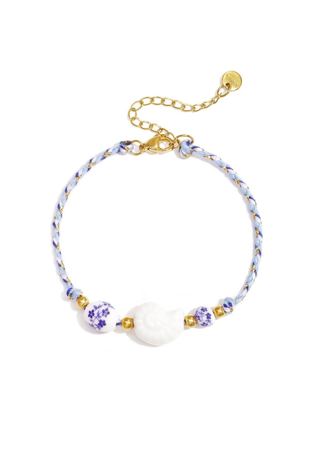 Armband schelp en kralen blauw