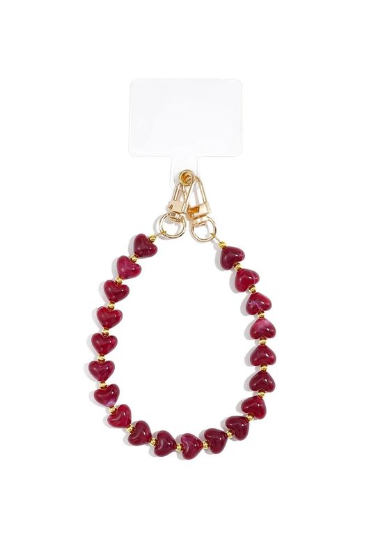 Telefoonketting kralen rood