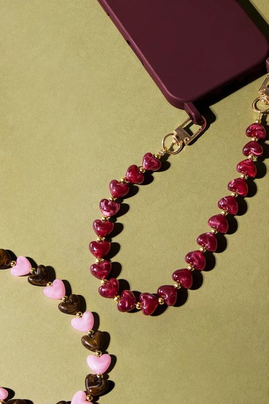 Telefoonketting kralen rood