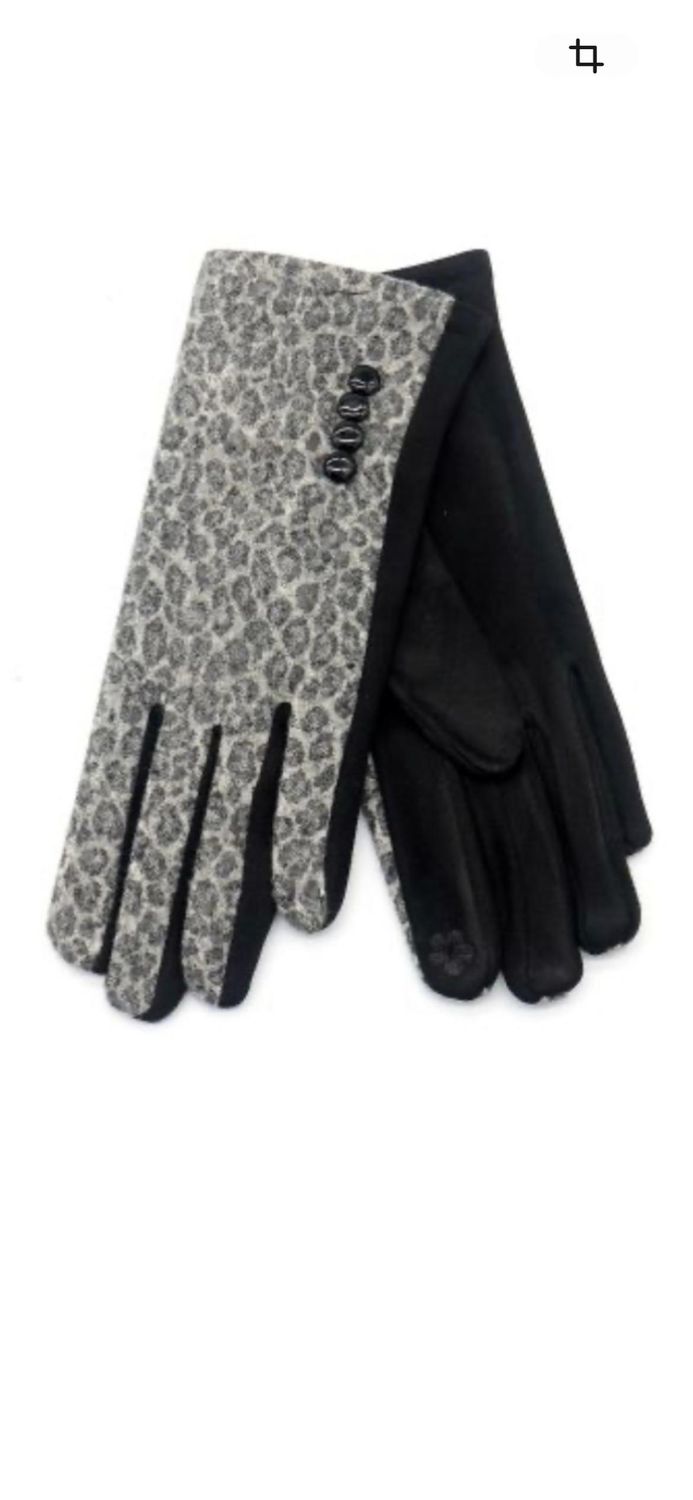 Handschoen met luipaardprint  Beige/Zwart