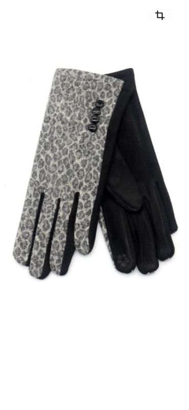 Handschoen met luipaardprint  Beige/Zwart