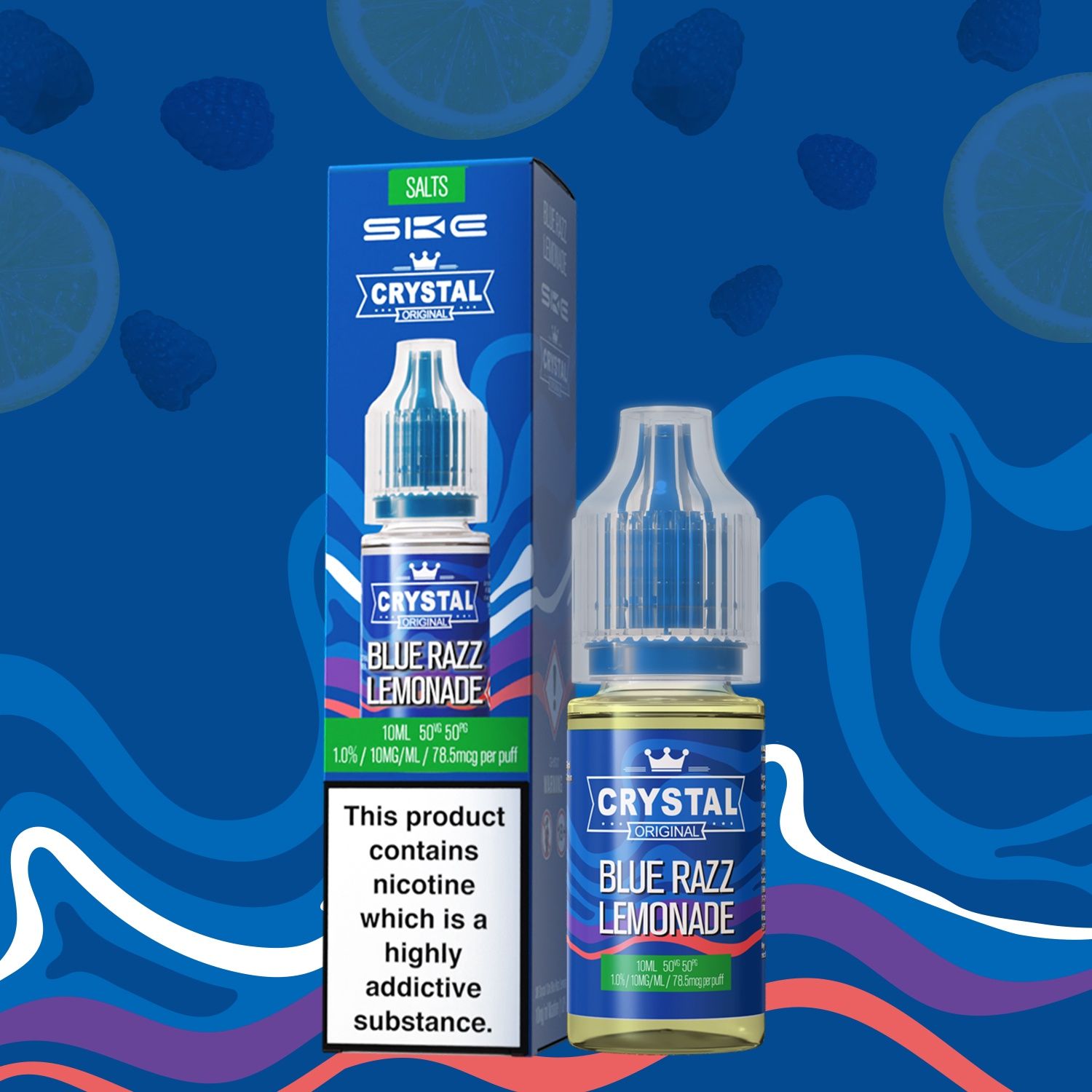 SKE Crystal Nic Salt Blue Razz Lemonade, Strength: 10MG