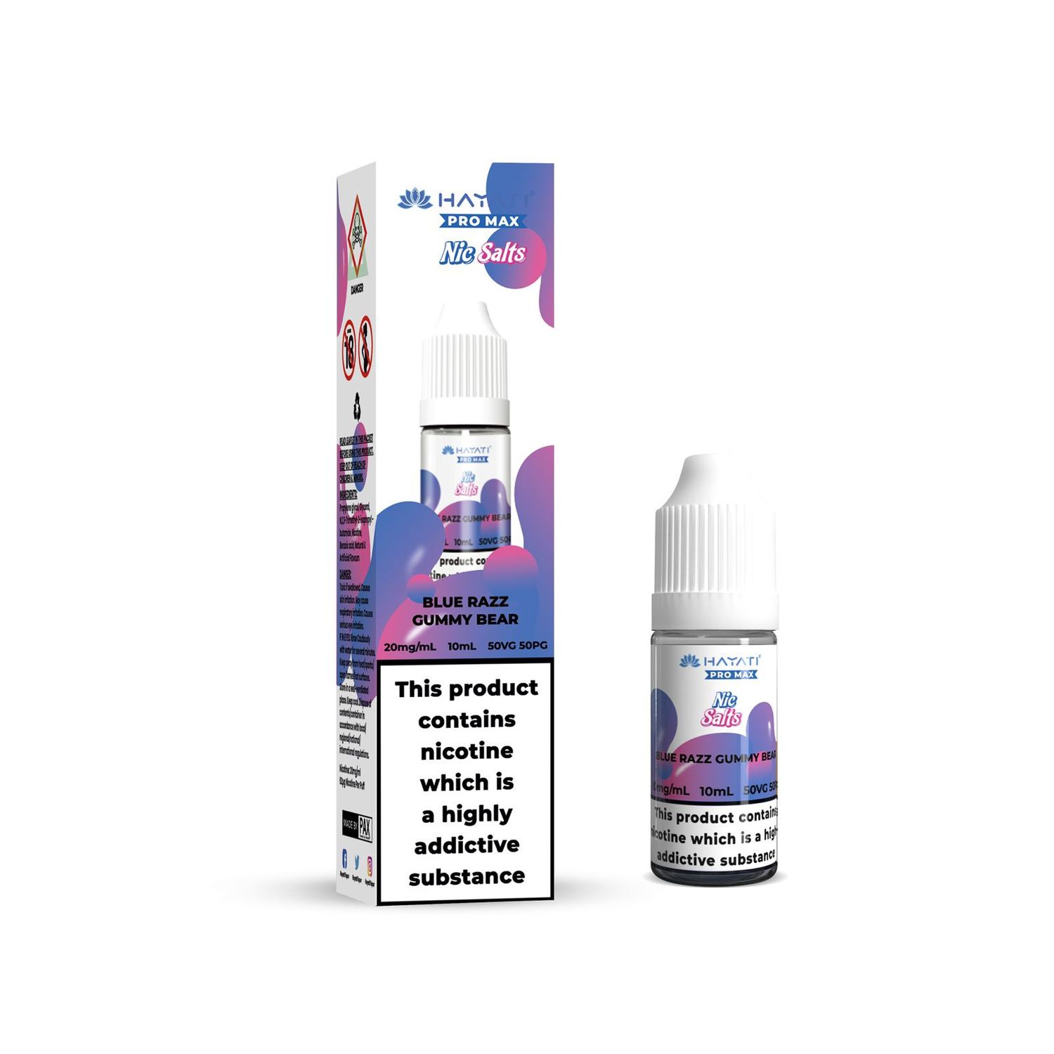 Hayati Pro Max Nic Salt Blue Razz Gummy Bear, Strength: 10MG