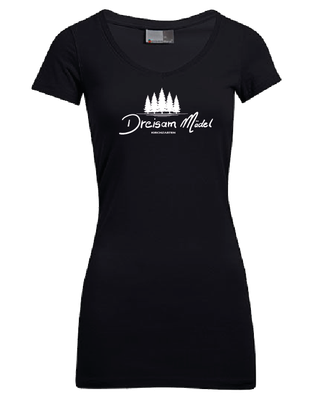 Women´s Slim Fit V-Neck-T Long Black