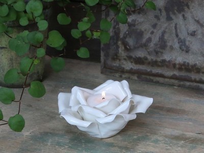 Porcelæns rose til fyrfadslys. 100% porcelæn
