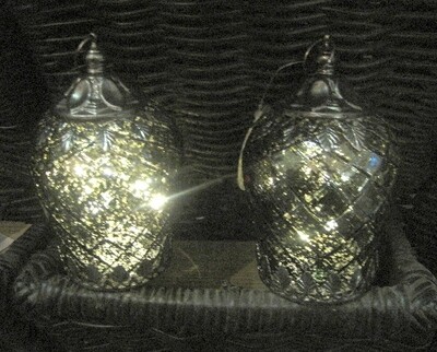 Led lanterne grøn m/sølv metal