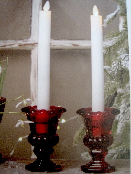 Glas lysestage rød