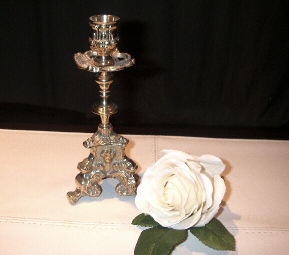 Vintage. Rocco lysestage, massiv messing H18 cm