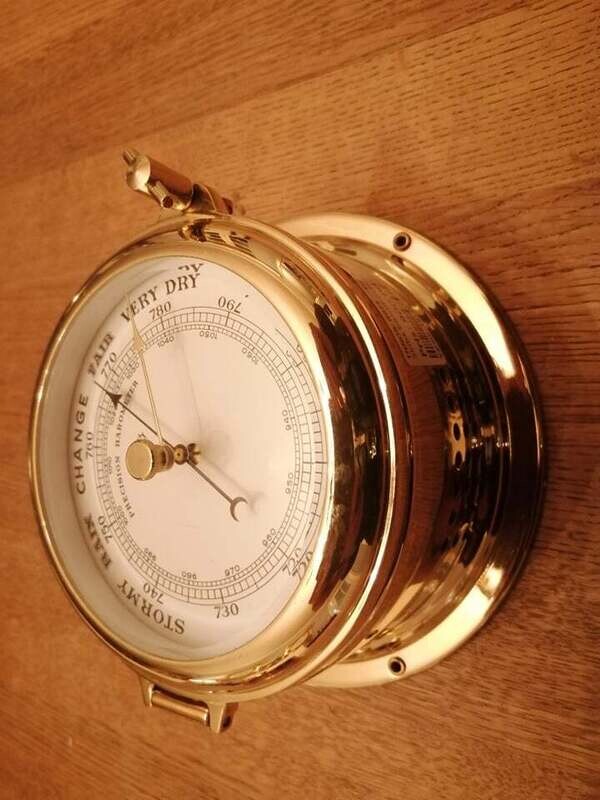Skibsbarometer messing. Mærke Schatz