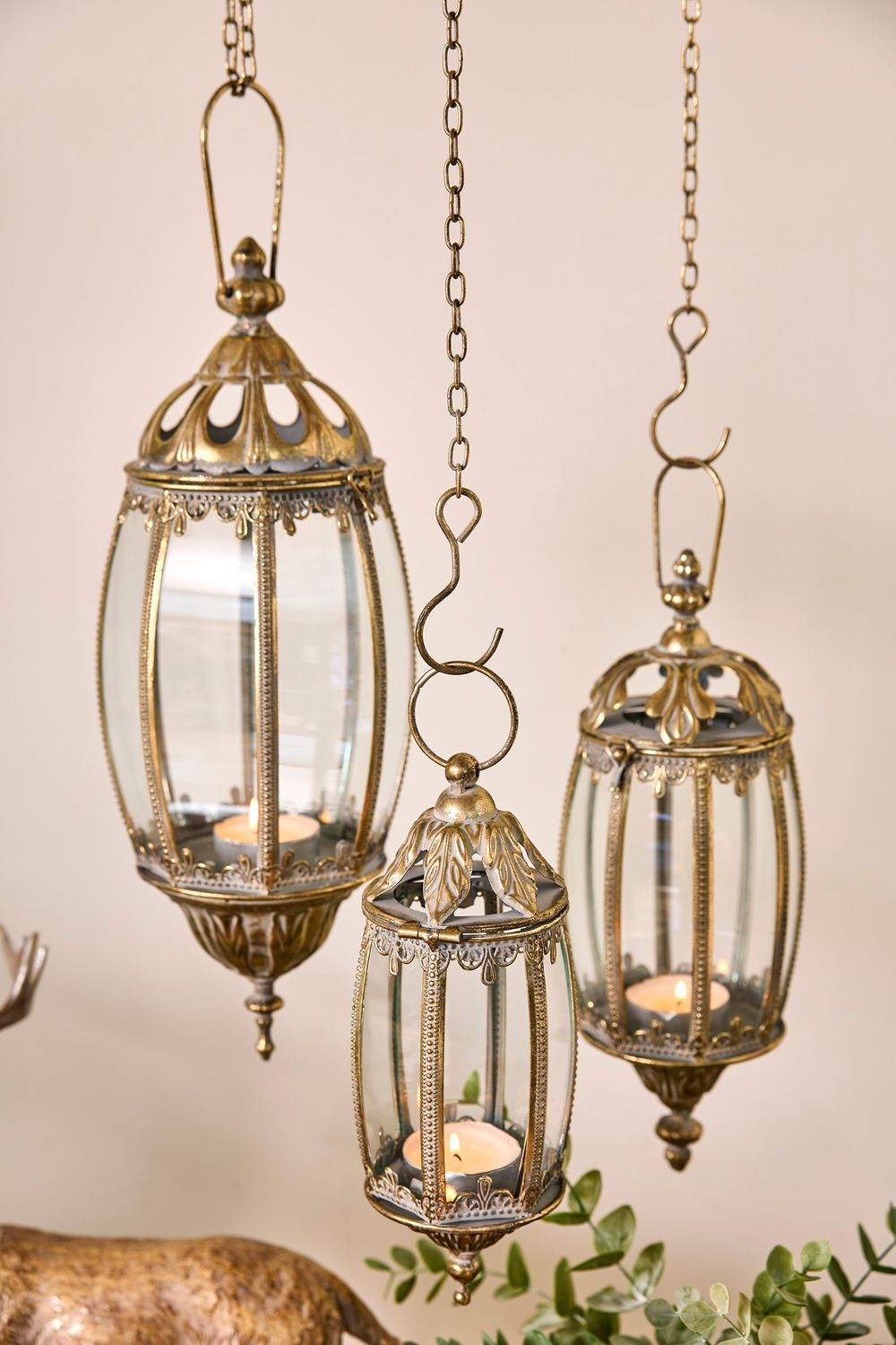 Lanterne med kæde og krog 38x14 cm