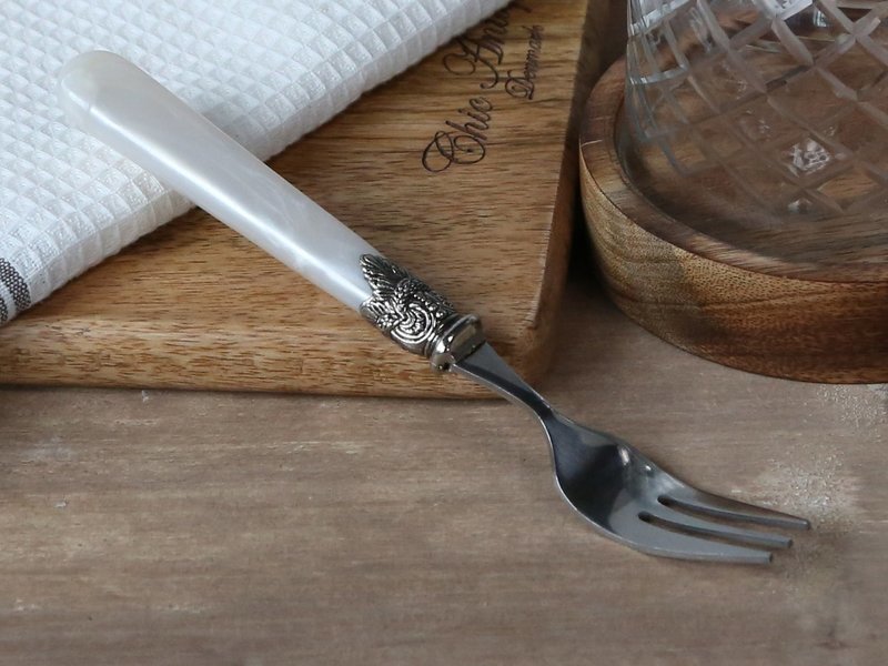 Køkken 4 stk Kage gaffel perlemor m. sølv deko.