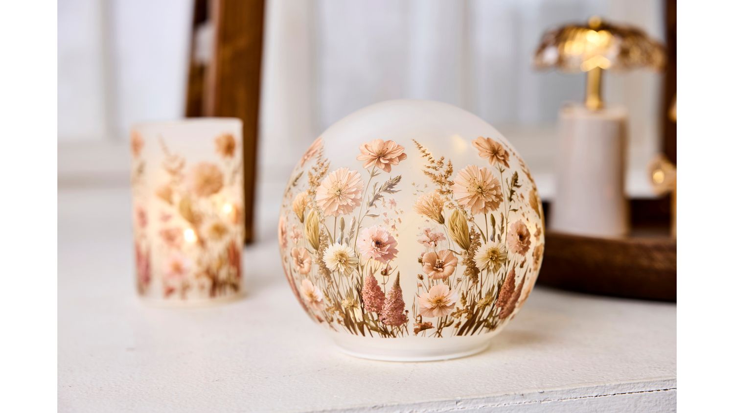 Glas Ball LED, Flower