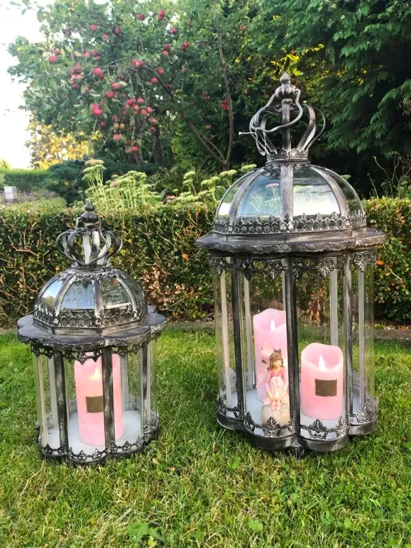 Lanterne 8- kantet. Antik grå H44/D25 cm