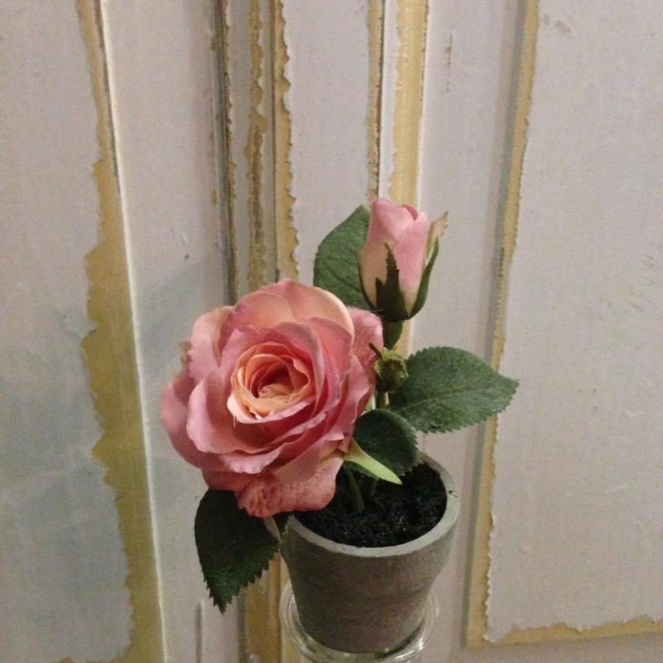 Dekorationsblomster - Rose i potte mini. H15 cm