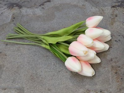 Dekorationsblomster - Tulipaner i bundt af 12 stk rosa. H27Ø13 cm