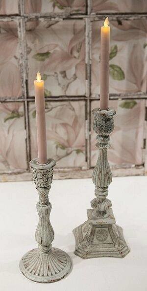 Lysestage natur/rustik m. rund bund H. 32 cm