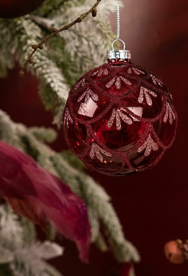 Julekugler - bordeaux transparent Ø8 cm