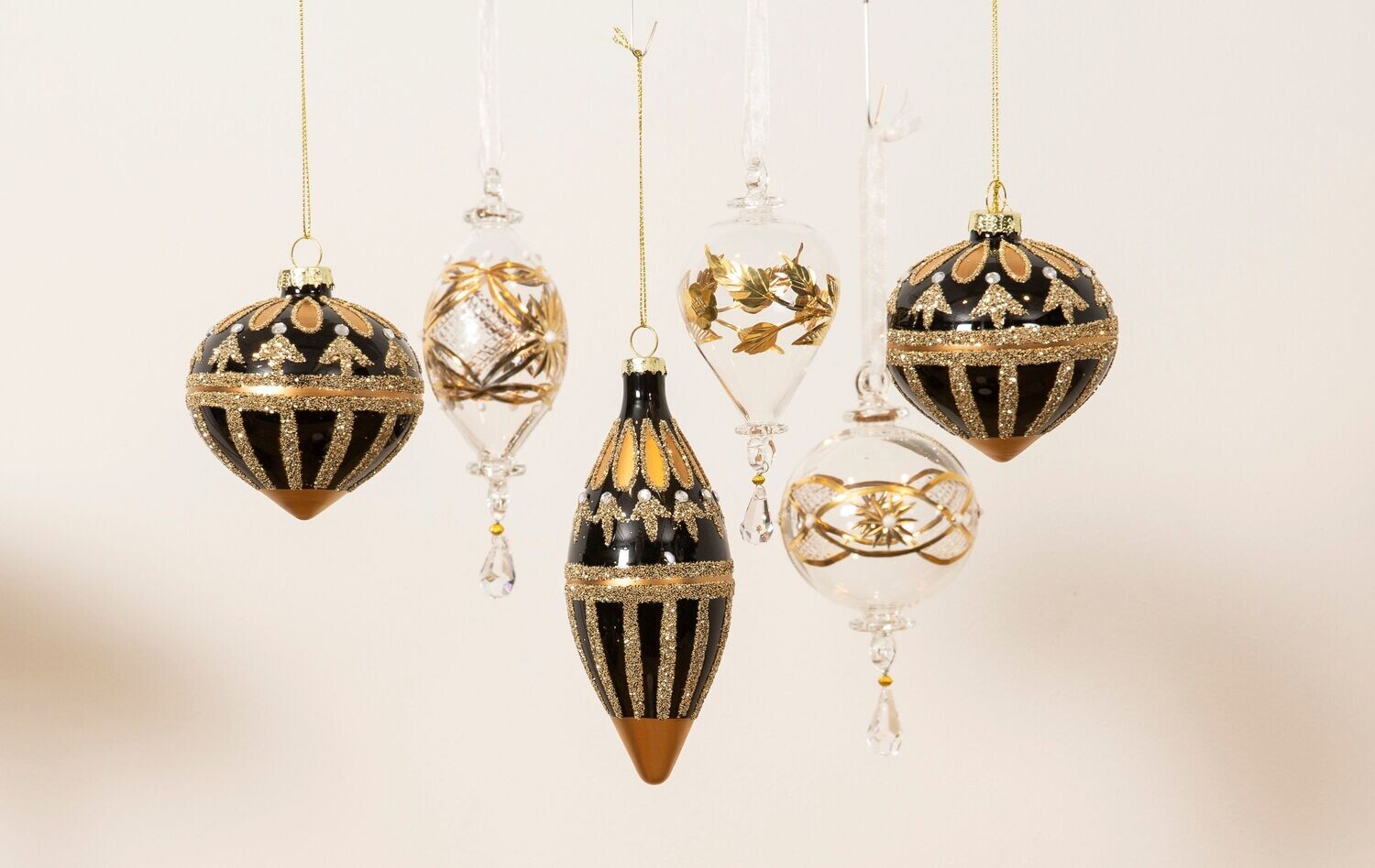 Dråbe ornament, skindende sort, m. Guld glimmer. H15,5xD5,8 cm